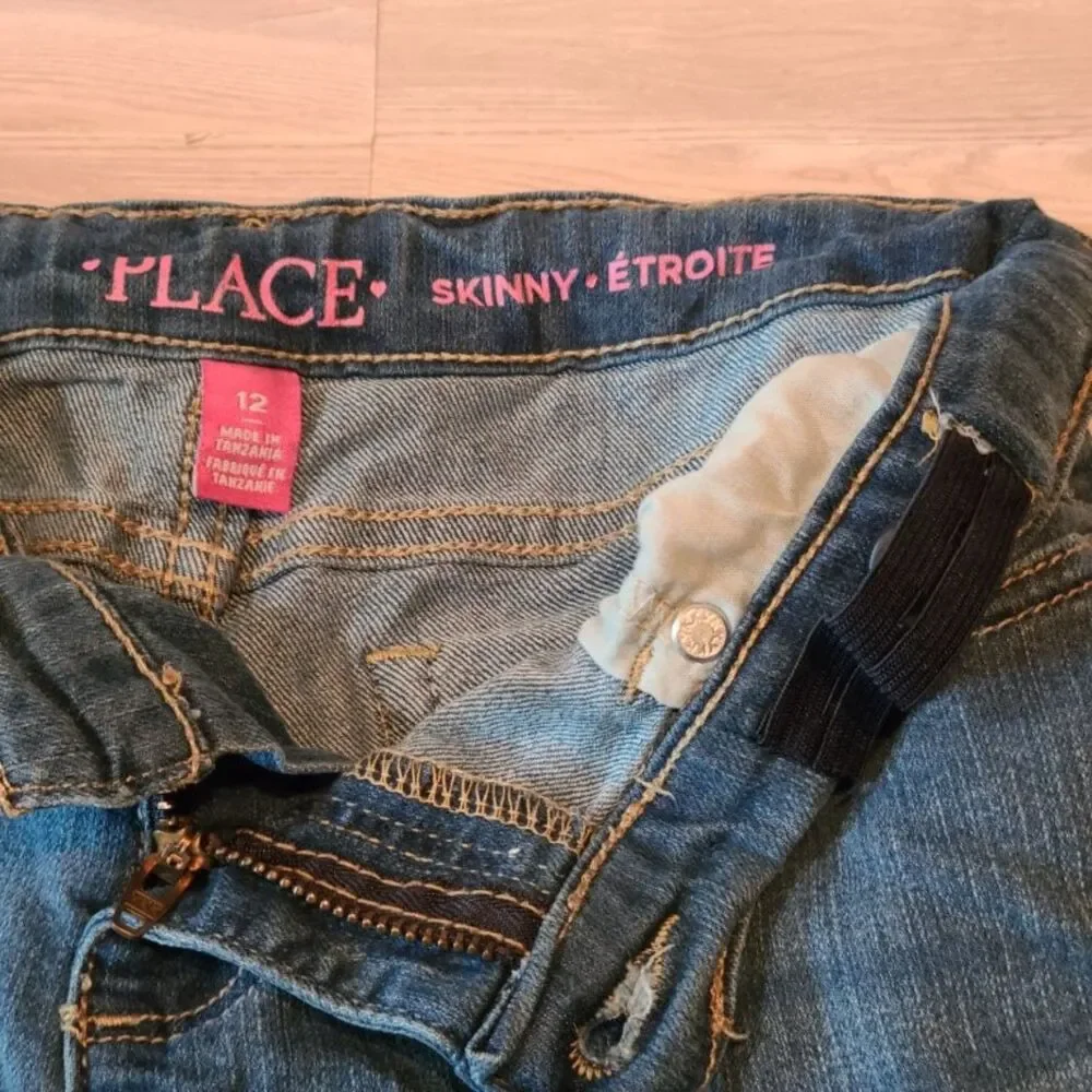 Childrens Place Girls Size 12 Slim Skinny Jeans Dark Wash Denim Stretch Pants
